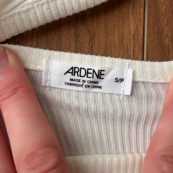 Cream Ruffled Sleeve Ribbed Top - Picture 3 of 5